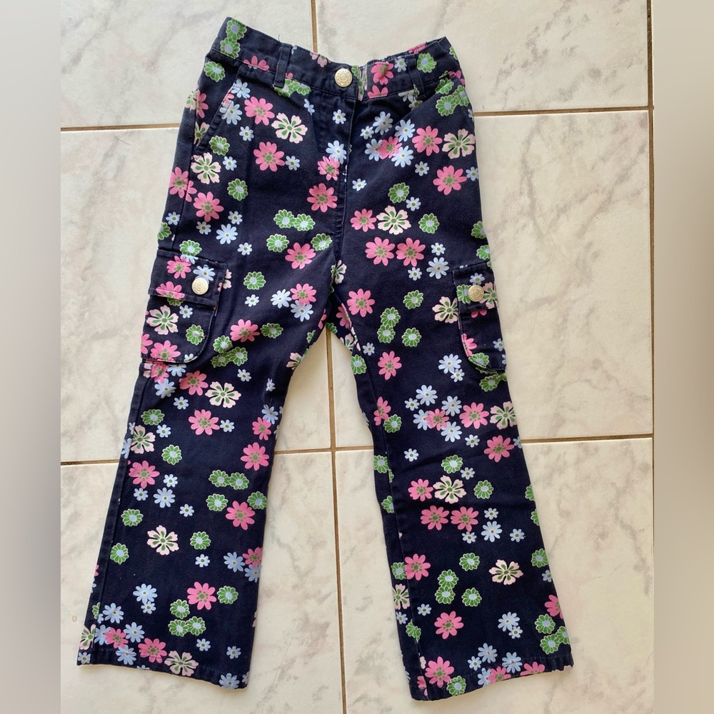 Hartstrings Floral twill cargo pants kids size 6